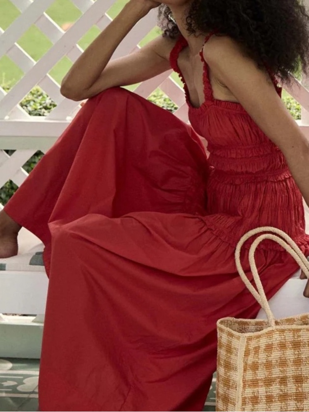 Doen Marianne Dress Red Orange Ruche Dress sz M *AS IS* - Picture 4 of 15